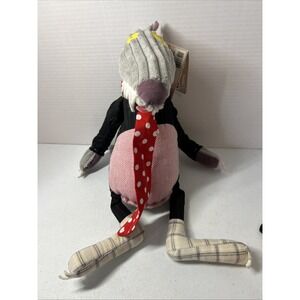 Les Deglingos BigBos Polka Dot Tie Wolf Plush Stuffed Animal French 15"